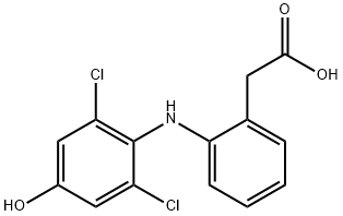 2-(4-ヒドロキシ-2,6-ジクロロアニリノ)ベンゼン酢酸 化学構造式
