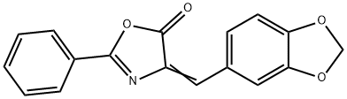 2-フェニル-4-[(1,3-ベンゾジオキソール-5-イル)メチレン]-2-オキサゾリン-5-オン 化学構造式