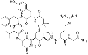 3-MERCAPTO-3-METHYL-BUTYRYL-TYR-PHE-VAL-ASN-CYS-PRO-D-ARG-GLY-NH2 Structure