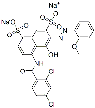 disodium 4-[(2,4-dichlorobenzoyl)amino]-5-hydroxy-6-[(2-methoxyphenyl)azo]naphthalene-1,7-disulphonate Struktur