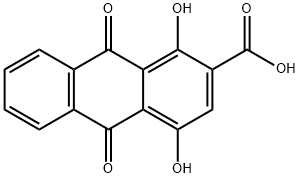 9,10-ジヒドロ-1,4-ジヒドロキシ-9,10-ジオキソ-2-アントラセンカルボン酸 化学構造式