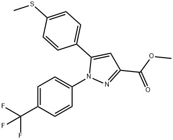 5-(4-(甲硫基)苯基)-1-(4-(三氟甲基)苯基)-1H-吡唑-3-羧酸甲酯, 641639-55-6, 结构式