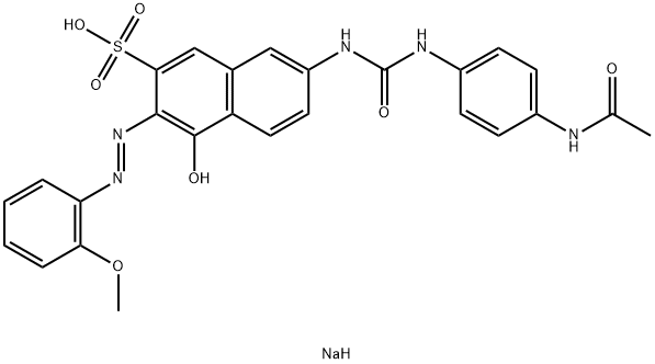 7-[[[[4-(アセチルアミノ)フェニル]アミノ]カルボニル]アミノ]-4-ヒドロキシ-3-[(2-メトキシフェニル)アゾ]-2-ナフタレンスルホン酸ナトリウム 化学構造式