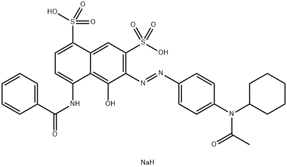 6-[[4-(アセチルシクロヘキシルアミノ)フェニル]アゾ]-4-(ベンゾイルアミノ)-5-ヒドロキシ-1,7-ナフタレンジスルホン酸二ナトリウム 化学構造式