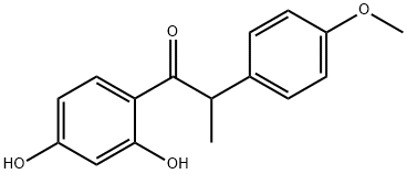 [S,(+)]-2',4'-ジヒドロキシ-α-(p-メトキシフェニル)プロピオフェノン 化学構造式
