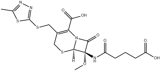 (7S)-7-[(4-Carboxy-1-oxobutyl)amino]-7-methoxy-3-[[(5-methyl-1,3,4-thiadiazol-2-yl)thio]methyl]cepham-3-ene-4-carboxylic acid Structure