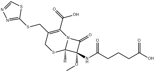 (7S)-7-[(4-Carboxy-1-oxobutyl)amino]-7-methoxy-3-[[(1,3,4-thiadiazol-2-yl)thio]methyl]cepham-3-ene-4-carboxylic acid Struktur