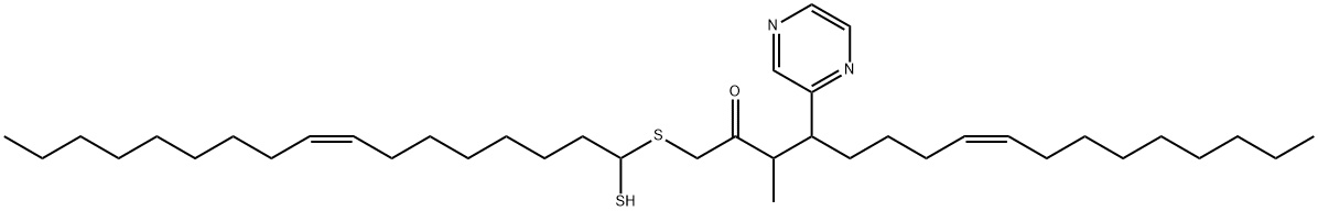 4-メチル-5-(ピラジン-2-イル)-3H-1,2-ジチオール-3-オン 化学構造式