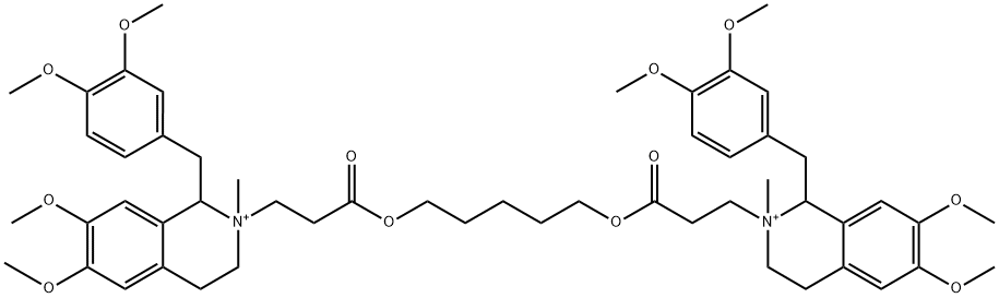 2,2'-[1,5-ペンタンジイルビス[オキシ(3-オキソ-3,1-プロパンジイル)]]ビス[1-[(3,4-ジメトキシフェニル)メチル]-1,2,3,4-テトラヒドロ-6,7-ジメトキシ-2-メチルイソキノリニウム] 化学構造式