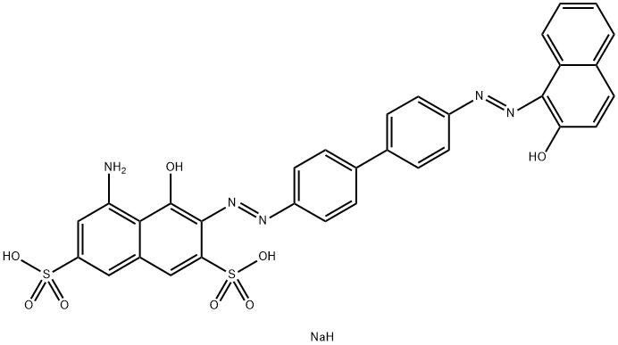 5-アミノ-4-ヒドロキシ-3-[[4'-[(2-ヒドロキシ-1-ナフタレニル)アゾ]-1,1'-ビフェニル-4-イル]アゾ]ナフタレン-2,7-ジスルホン酸二ナトリウム 化学構造式