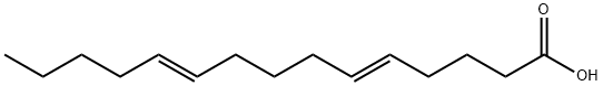 (5E,10E)-5,10-ペンタデカジエン酸 化学構造式