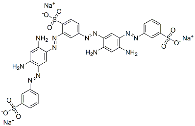 3,3'-[(4-ソジオスルホ-1,3-フェニレン)ビス[アゾ(4,6-ジアミノ-3,1-フェニレン)アゾ]]ビス[ベンゼンスルホン酸ナトリウム] 化学構造式
