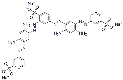 trisodium 2,4-bis[[2,4-diamino-5-[(3-sulphonatophenyl)azo]phenyl]azo]benzenesulphonate Structure