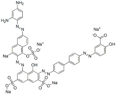 5-[[4'-[[8-[[6-[(2,4-Diaminophenyl)azo]-1-hydroxy-3-sodiosulfo-2-naphthalenyl]azo]-1-hydroxy-3,6-bis(sodiosulfo)-2-naphthalenyl]azo][1,1'-biphenyl]-4-yl]azo]-2-hydroxybenzoic acid sodium salt Structure