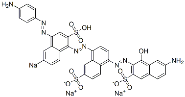 7'-Amino-4-[[4-[(4-aminophenyl)azo]-6-sodiosulfo-1-naphthalenyl]azo]-1'-hydroxy[1,2'-azobisnaphthalene]-3',6-disulfonic acid disodium salt Struktur