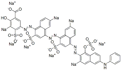2-Hydroxy-5-[[4-[[4-[(1-hydroxy-6-phenylamino-3-sodiosulfo-2-naphthalenyl)azo]-7-sodiosulfo-1-naphthalenyl]azo]-6-sodiosulfo-1-naphthalenyl]azo]-3-sodiosulfobenzoic acid sodium salt Struktur
