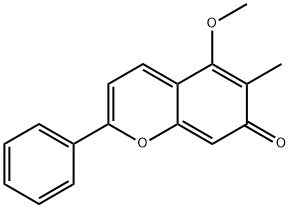 5-メトキシ-6-メチル-2-フェニル-7H-1-ベンゾピラン-7-オン 化学構造式