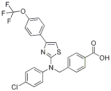 4-(((4-Chlorophenyl)(4-(4-(trifluoromethoxy)phenyl)-thiazol-2-yl)amino)methyl)benzoic acid Struktur