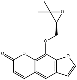 9-[[(S)-3,3-ジメチルオキシラン-2-イル]メトキシ]-7H-フロ[3,2-g][1]ベンゾピラン-7-オン 化学構造式