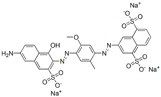 trisodium 3-[[4-[(6-amino-1-hydroxy-3-sulphonato-2-naphthyl)azo]-5-methoxy-o-tolyl]azo]naphthalene-1,5-disulphonate  Struktur