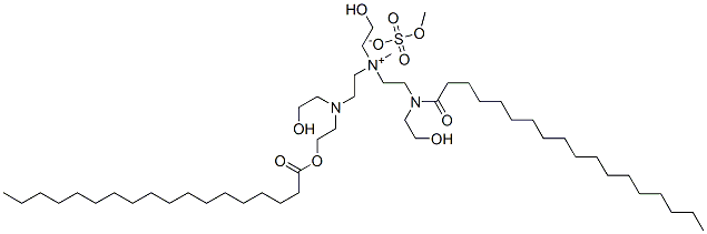 (2-hydroxyethyl)[2-[(2-hydroxyethyl)(stearoyl)amino]ethyl]-[2-[(2-hydroxyethyl)[2-(stearoyloxy)ethyl]amino]ethyl]methylammonium methyl sulphate Structure