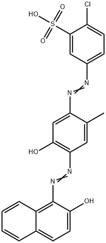 2-クロロ-5-[[5-ヒドロキシ-4-[(2-ヒドロキシ-1-ナフタレニル)アゾ]-2-メチルフェニル]アゾ]ベンゼンスルホン酸 化学構造式
