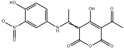 5-acetyl-4-hydroxy-3-[1-[(4-hydroxy-3-nitrophenyl)amino]ethylidene]-2H-pyran-2,6(3H)-dione Struktur