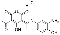 5-acetyl-3-[1-[(3-amino-4-hydroxyphenyl)amino]ethylidene]-4-hydroxy-2H-pyran-2,6(3H)-dione monohydrochloride Struktur