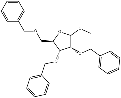 METHYL 2,3,5-TRI-O-BENZYL-D-RIBOFURANOSIDE,64363-77-5,结构式