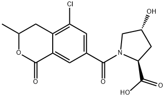 L-Proline, 1-((5-chloro-3,4-dihydro-3-methyl-1-oxo-1H-2-benzopyran-7-y l)carbonyl)-4-hydroxy-, trans- Struktur