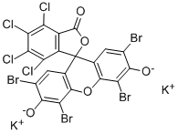 dipotassium 3,6-dichloro-2-(2,4,5,7-tetrabromo-6-oxido-3-oxoxanthen-9-yl)benzoate  Structure