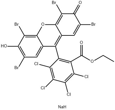 2-(2,4,5,7-テトラブロモ-3-オキソ-6-ソジオオキシ-3H-キサンテン-9-イル)-3,4,5,6-テトラクロロ安息香酸エチル 化学構造式