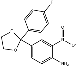 4-[2-(4-フルオロフェニル)-1,3-ジオキソラン-2-イル]-2-ニトロベンゼンアミン 化学構造式