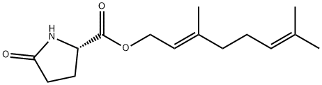 rac-(R*)-5-オキソ-2-ピロリジンカルボン酸(2E)-3,7-ジメチル-2,6-オクタジエニル 化学構造式