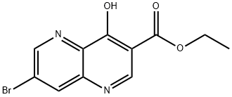 ethyl 7-bromo-4-oxo-1,4-dihydro-1,5-naphthyridine-3-carboxylate
 Struktur