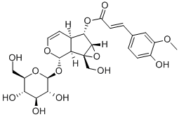 [(1aS)-1a,1bα,2,5aα,6,6aβ-Hexahydro-6α-[(E)-3-(4-hydroxy-3-methoxyphenyl)propenoyloxy]-1aβ-(hydroxymethyl)oxireno[4,5]cyclopenta[1,2-c]pyran-2α-yl]β-D-glucopyranoside Struktur