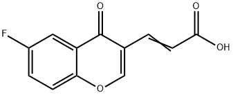 (2E)-3-(6-フルオロ-4-オキソ-4H-クロメン-3-イル)アクリル酸 化学構造式
