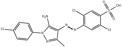 4-[[5-アミノ-1-(4-クロロフェニル)-3-メチル-1H-ピラゾール-4-イル]アゾ]-2,5-ジクロロベンゼンスルホン酸 化学構造式