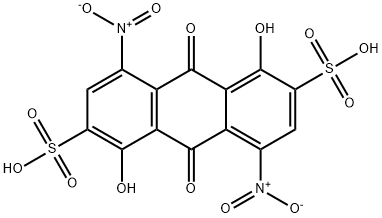 9,10-ジヒドロ-1,5-ジヒドロキシ-4,8-ジニトロ-9,10-ジオキソ-2,6-アントラセンジスルホン酸 化学構造式