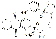 1-アミノ-4-[[3-[[N,N-ビス(2-ヒドロキシエチル)アミノ]スルホニル]フェニル]アミノ]-9,10-ジヒドロ-9,10-ジオキソアントラセン-2-スルホン酸ナトリウム 化学構造式