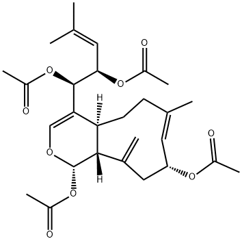 (1R,4aS,7E,9R,11aR)-4-[(1R,2R)-1,2-Diacetoxy-4-methyl-3-pentenyl]-1,4a,5,6,9,10,11,11a-octahydro-7-methyl-11-methylenecyclonona[c]pyran-1,9-diol diacetate Structure