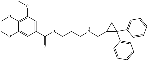 3,4,5-トリメトキシ安息香酸3-[[(2,2-ジフェニルシクロプロピル)メチル]アミノ]プロピル 化学構造式