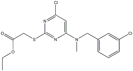 [[4-Chloro-6-[[(3-chlorophenyl)methyl]methylamino]-2-pyrimidinyl]thio]acetic acid ethyl ester Struktur