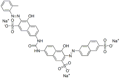 trisodium 4-hydroxy-7-[[[[5-hydroxy-7-sulfonato-6-[(o-tolyl)azo]-2-naphthyl]amino]carbonyl]amino]-3-[(6-sulphonato-2-naphthyl)azo]naphthalene-2-sulphonate  Structure