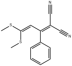 4,4-双(甲硫)-2-苯基-1,3-丁二烯-1,1-二甲腈, 64608-21-5, 结构式
