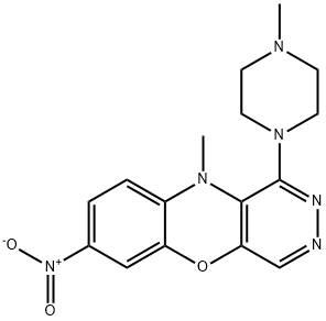 10-Methyl-1-(4-methyl-1-piperazinyl)-7-nitro-10H-pyridazino[4,5-b][1,4]benzoxazine Struktur