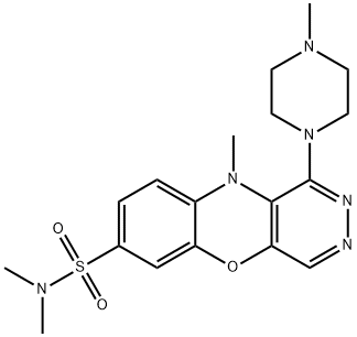 N,N,10-Trimethyl-1-(4-methyl-1-piperazinyl)-10H-pyridazino[4,5-b][1,4]benzoxazine-7-sulfonamide Struktur