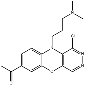 7-Acetyl-1-chloro-10-(3-dimethylaminopropyl)-10H-pyridazino[4,5-b][1,4]benzoxazine 结构式
