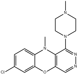 7-クロロ-10-メチル-1-(4-メチル-1-ピペラジニル)-10H-ピリダジノ[4,5-b][1,4]ベンゾオキサジン 化学構造式
