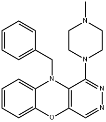 10-ベンジル-1-(4-メチル-1-ピペラジニル)-7-ニトロ-10H-ピリダジノ[4,5-b][1,4]ベンゾオキサジン 化学構造式